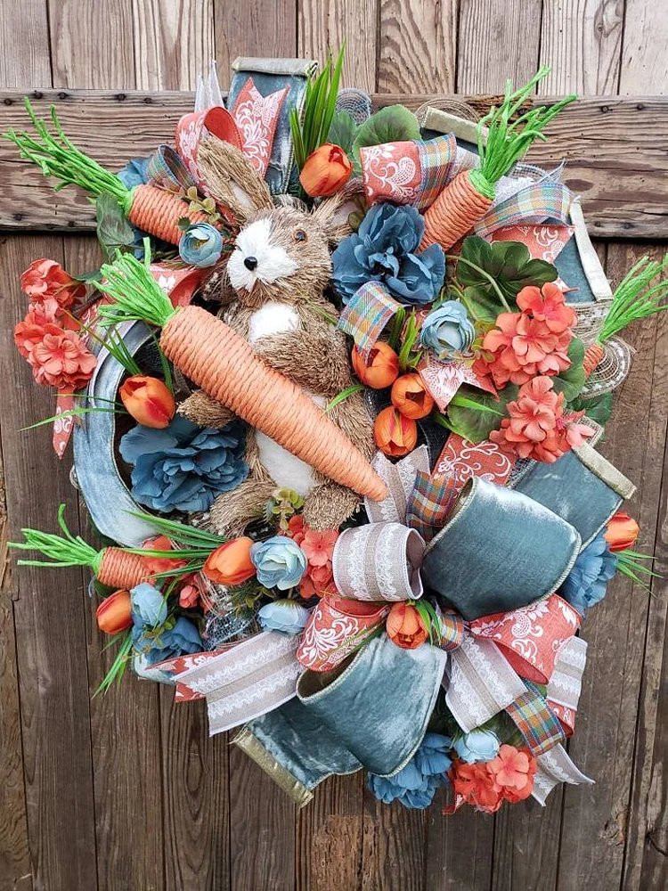 2022 New Easter Decoration - Sisal Rabbit Wreath