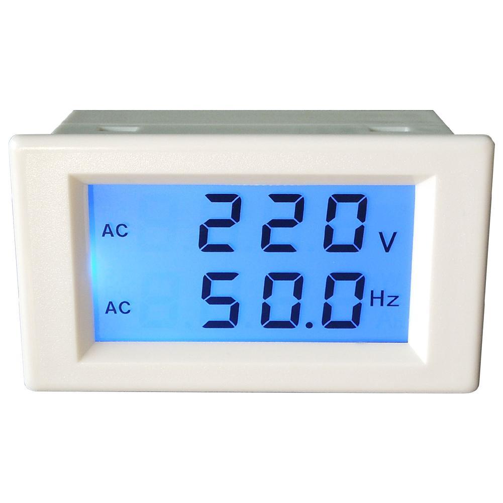 

LCD Digital Dual Display AC 150- 500V Voltmeter 45- 65Hz Frequency Meter, White, 501 Original