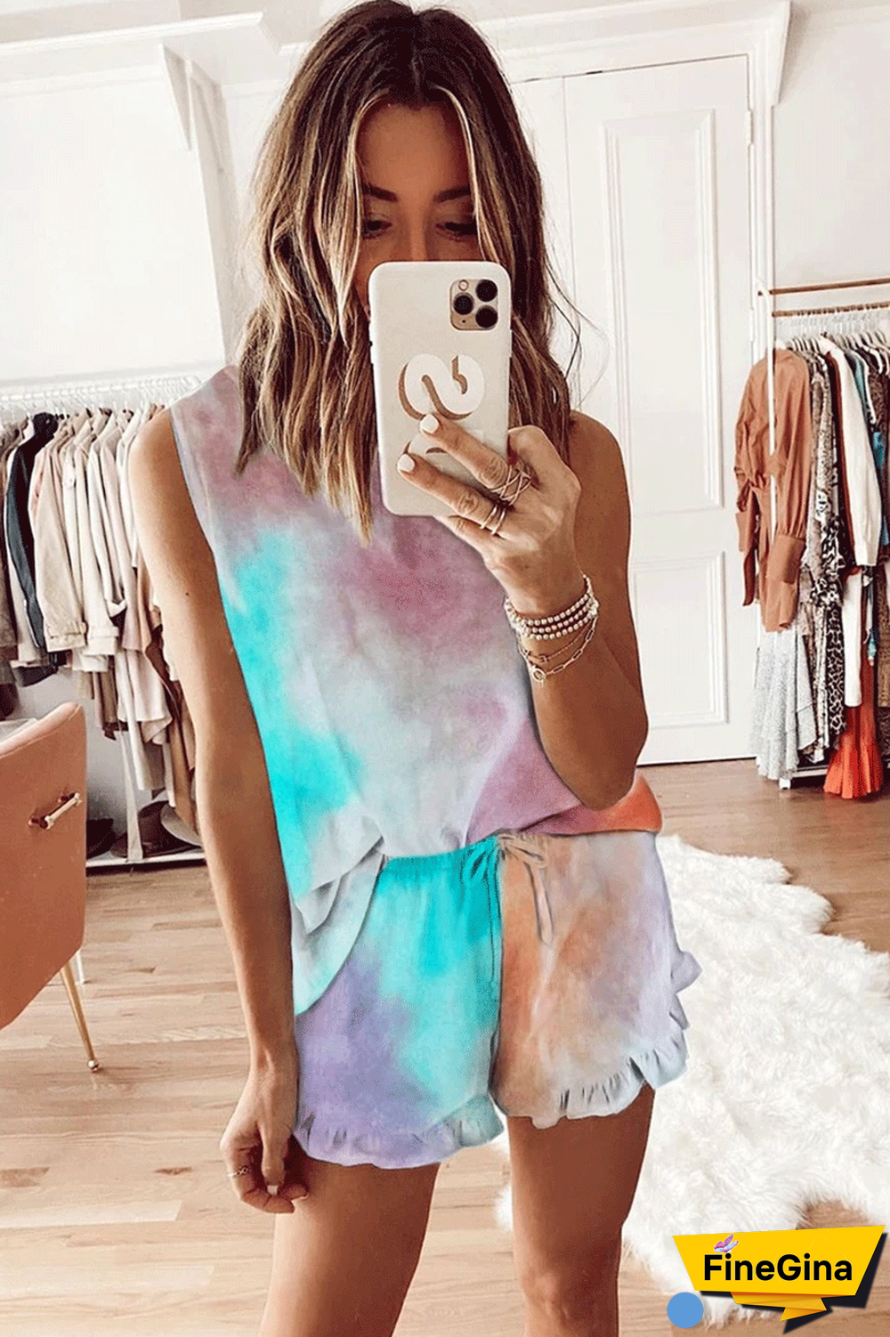 KarliDress Sleeveless Tie Dye Two Piece Suit P12768