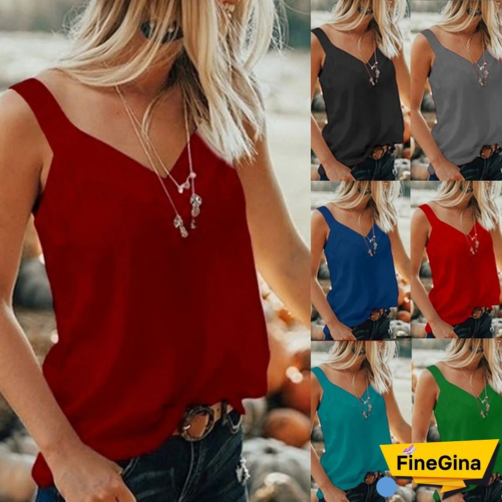 S-5XL Sleeveless Blouse Beachwear Plus Size Pleated Loose Sling Tank Tops Women Casual Summer Loose Off Shoulder Deep V-Neck Backless Vest