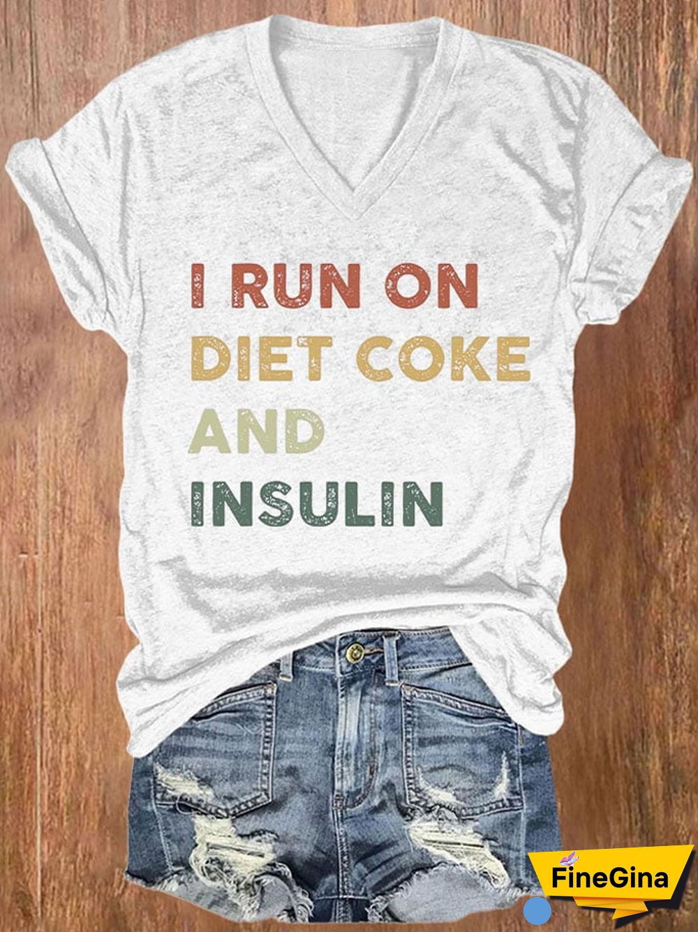 Women's Casual I Run On Diet Coke And Insulin Printed Short Sleeve T-Shirt