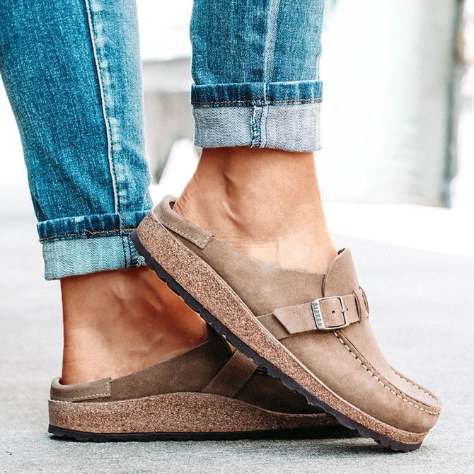 comfy clogs suede leather slip on sandals