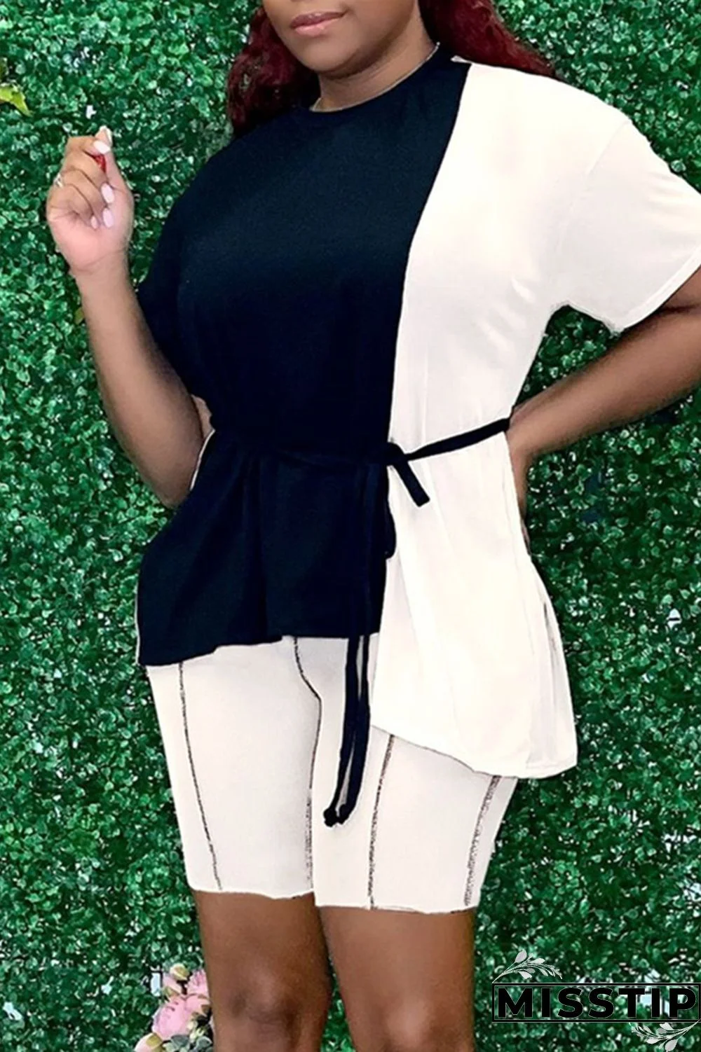 White Fashion Casual Solid Patchwork O Neck Long Sleeve Two Pieces