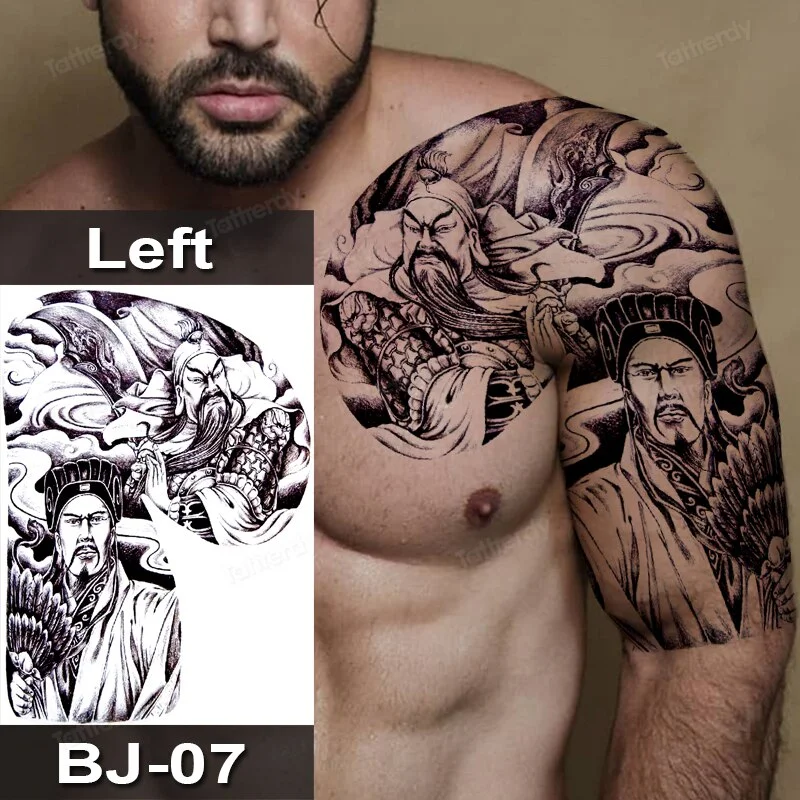 Sdrawing Fox Totem Dragon Waterproof Temporary Tattoos Body Art Arm Shoulder Chest Tattoo Sticker Black Tatouage Men Adult Large