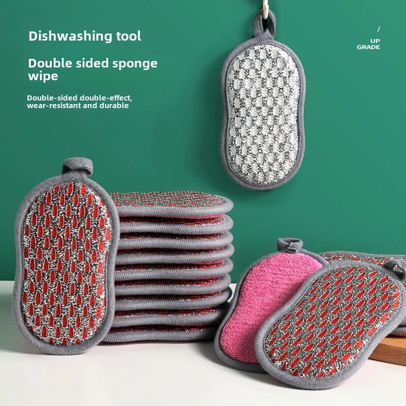 Kitchen Dishwashing Sponge Does Not Hurt The Pan Scouring Pad Household Double-sided Cleaning Cloth Brush Pan Dish Cloth Double-sided Magic Wipe