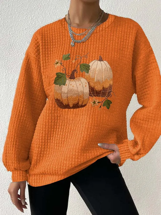 Women's Pumpkin Print Sweatshirt 