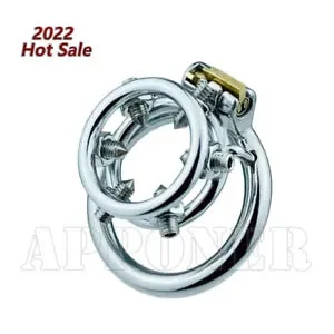 pornhint Pornhint New Stainless Steel Bolted Male Chasitty Device Spiked Cages Sissy Double Rings