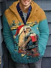 Men's Christmas 3D Pattern Print Casual Zipper Plus Size Knitted Hooded Jacket Coat