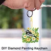 15Pcs Flowers Birds DIY Double Sided Diamond Painting Keychain Kits for Adults