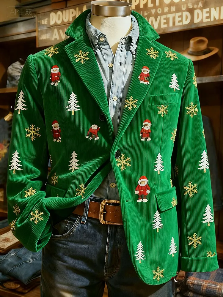 Men's Christmas Art Design Print Casual Coat 