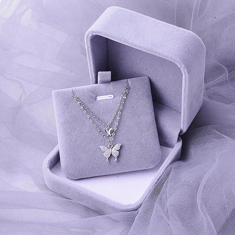 BTS Butterfly Silver Double Necklace