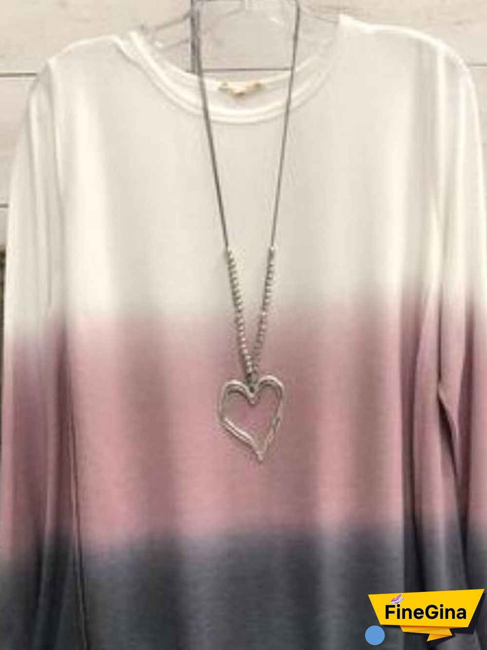 Multicolor Color-Block Long Sleeve Crew Neck Casual T-shirt