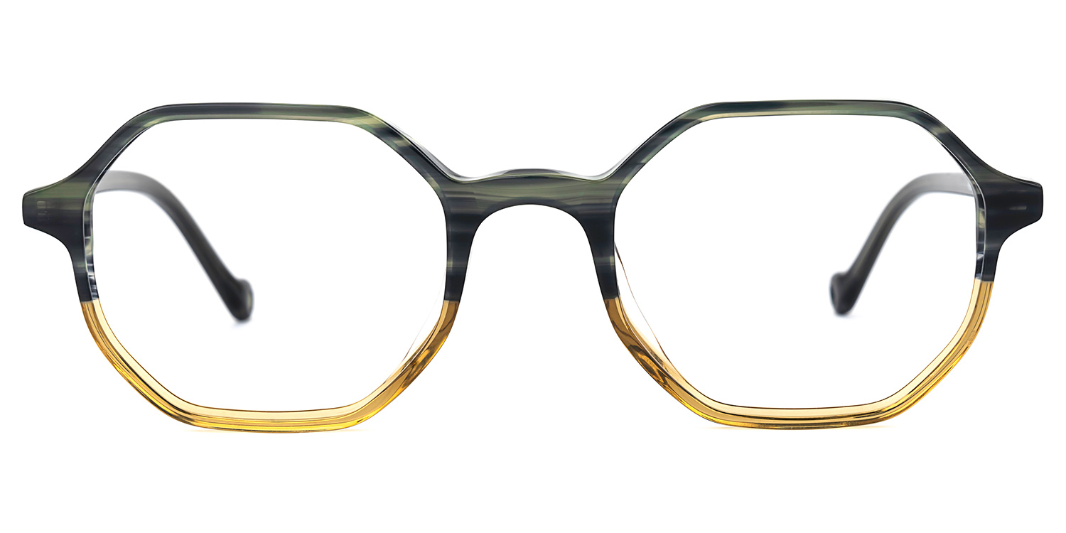 Valarie GrÃ¼n-Gelb Geometrisch Brille GrÃ¼n-Gelb