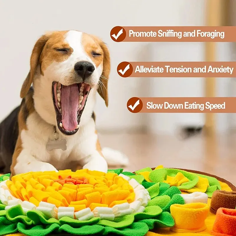 Tegooe Interactive Dog Snuffle Mat for Foraging and Slow Feeding Training - Fleece Puzzle Toy with Anti-Slip Base
