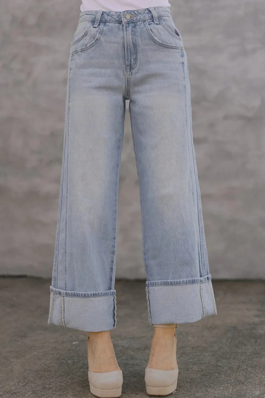 Women's Casual Loose Middle Waist Straight Tube Denim Jeans