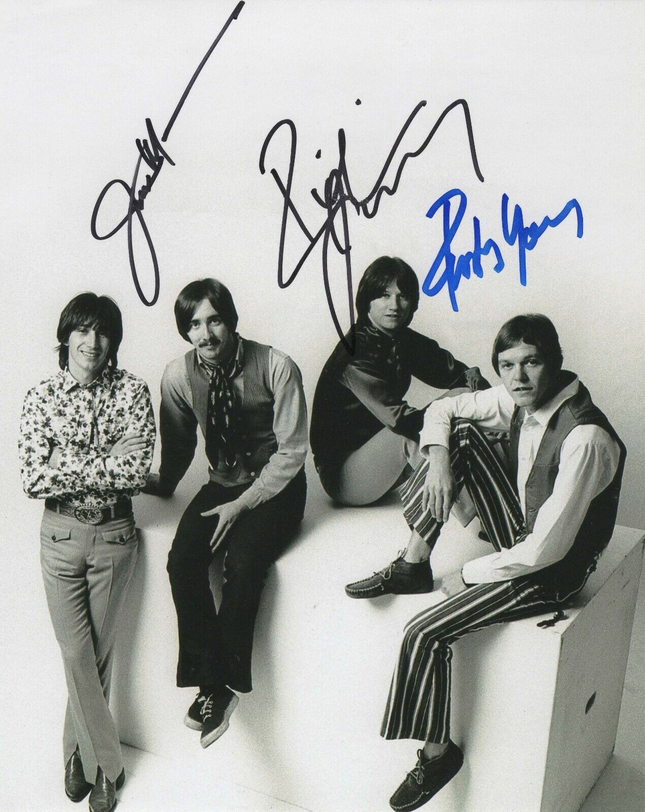 Poco band REAL hand SIGNED Photo Poster painting COA Autographed by Furay Messina Young