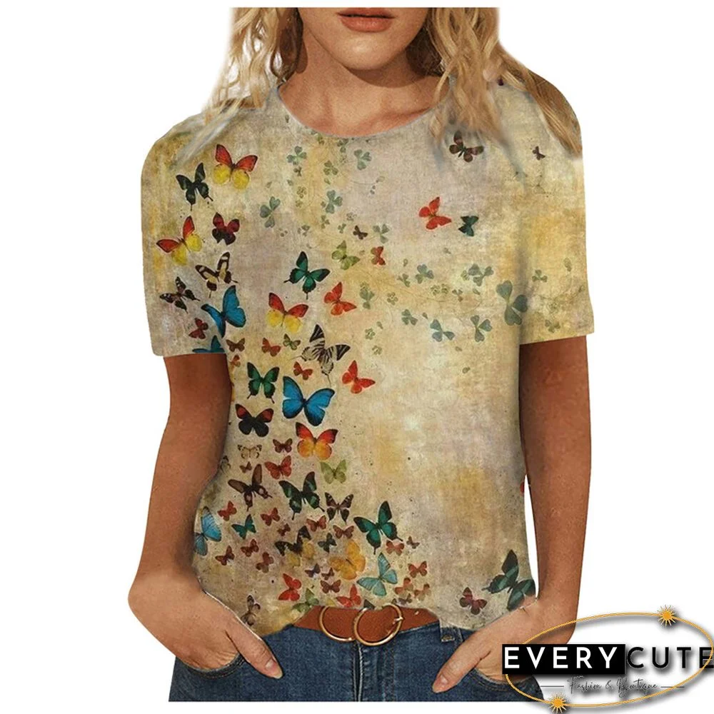 Women 3D Landscape Painting Positioning Sunflower Print T Shirt New Summer Vintage Casual Short Sleeve O-Neck Size Top