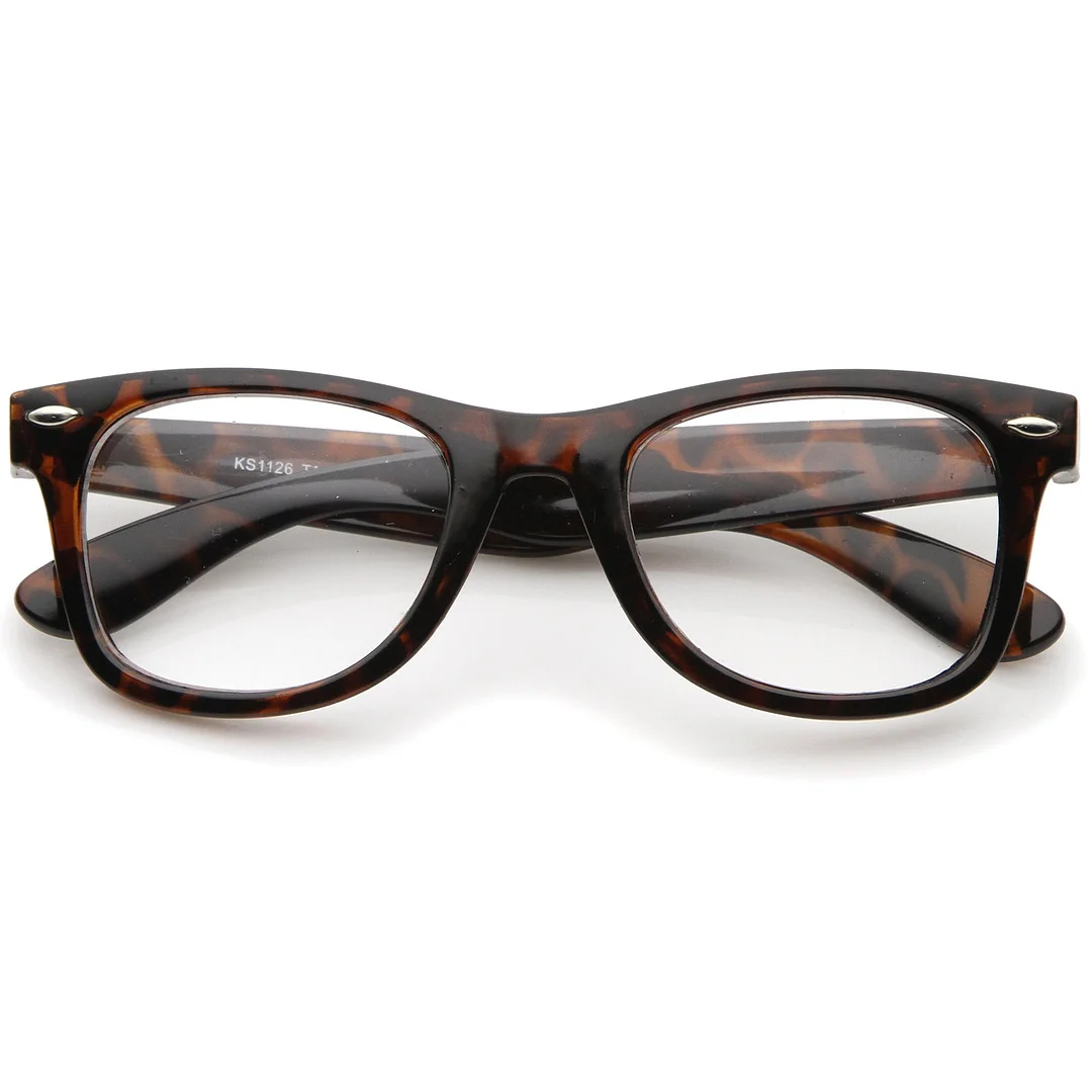 Classic Thick Square Clear Lens Horn Rimmed Eyeglasses 50mm