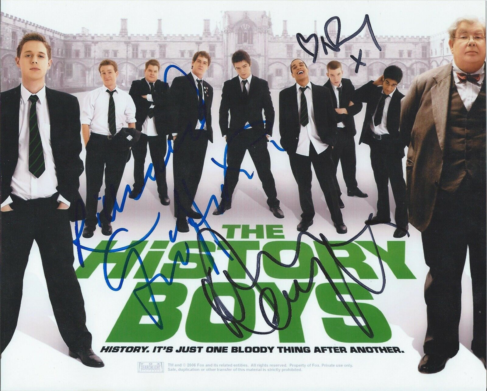 Richard Griffiths, Dominic Cooper & Russell Tovey - signed History Boys Photo Poster painting