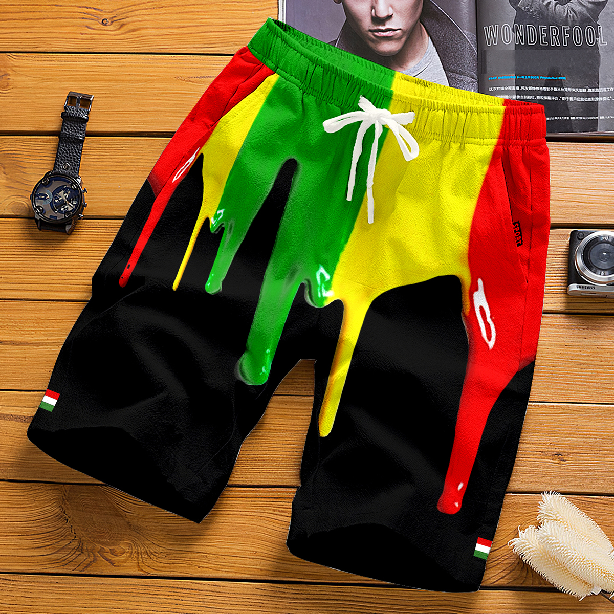 Trendy Paint Art Reggae Print Shorts wearshes
