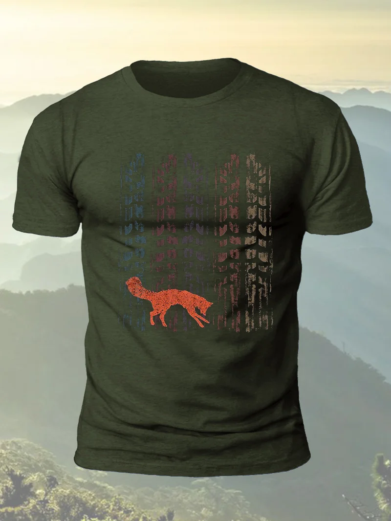 Fox Colourful Tree Print Short Sleeve Men's T-Shirt in  mildstyles