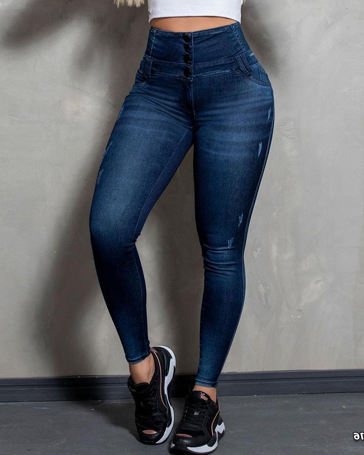 High Waist Button Fly Skinny Jeans🔥[Buy 2 Free Shipping ]