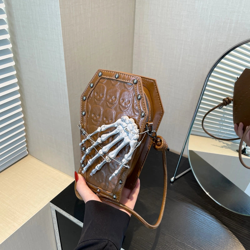 Halloween Women’s Medium Pu Leather Solid Color Classic Style Streetwear Square Zipper Crossbody Bag