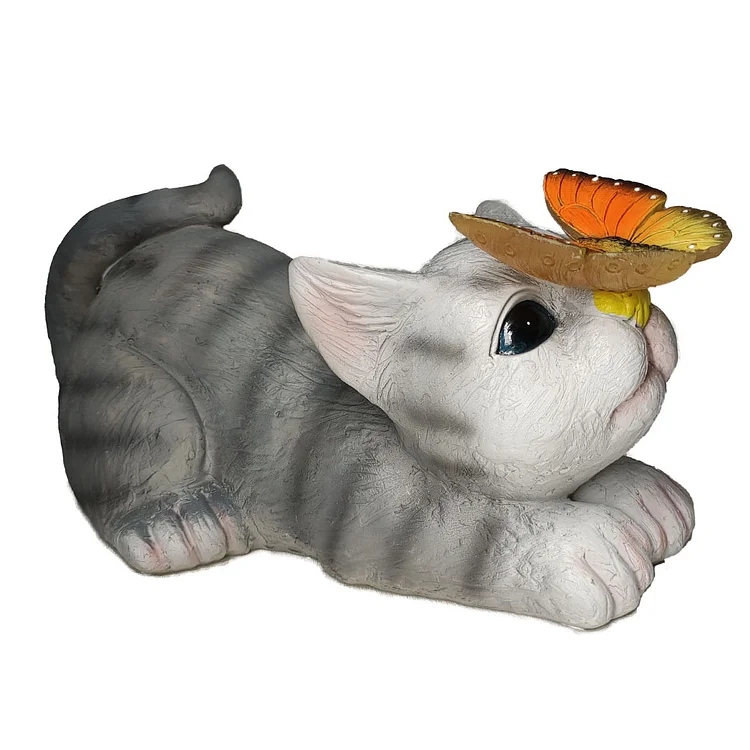 【Ornament】Home Decor Resin Ornaments-Outdoor Garden Yard Cute Cat Solar gbfke