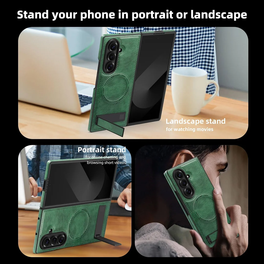 Samsung Galaxy Z Fold 6 Leather Case Magnetic Protective Case Holder Phone Case