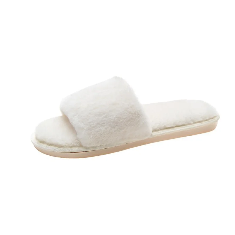 Colourp Colourp Autumn And Winter Cotton Slippers Indoor Korean Version Home Flat Open Toe Word Trawl Red Fashion Short Plush