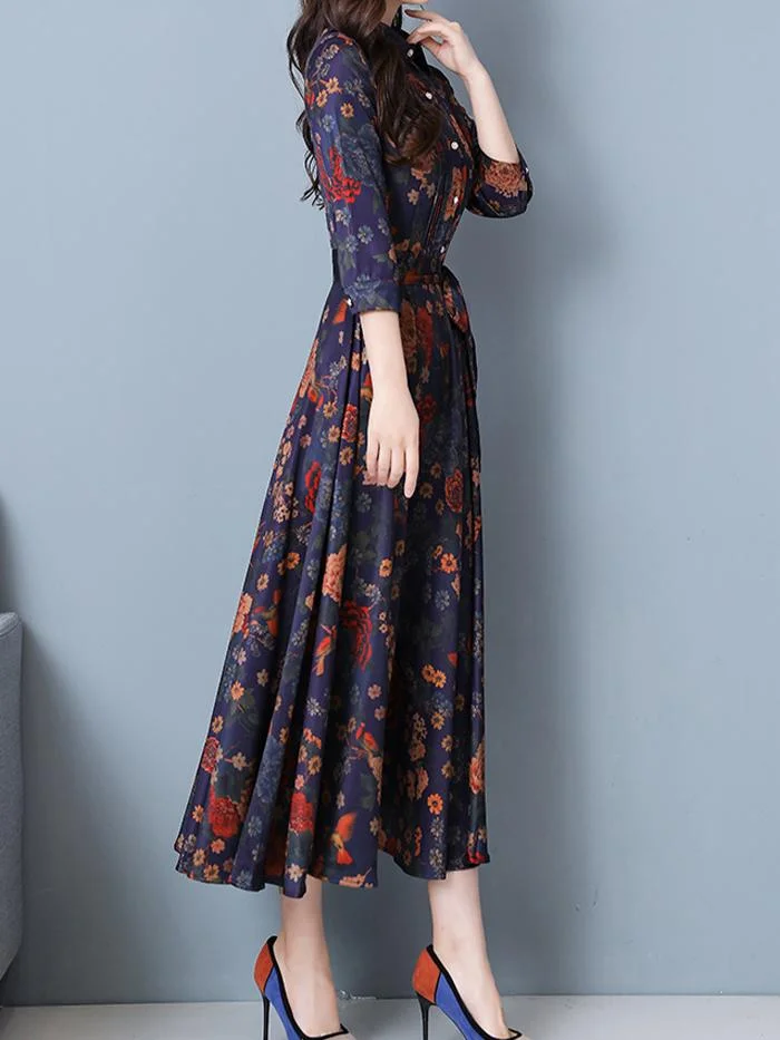 Fashion Acetate Satin Printed Dress