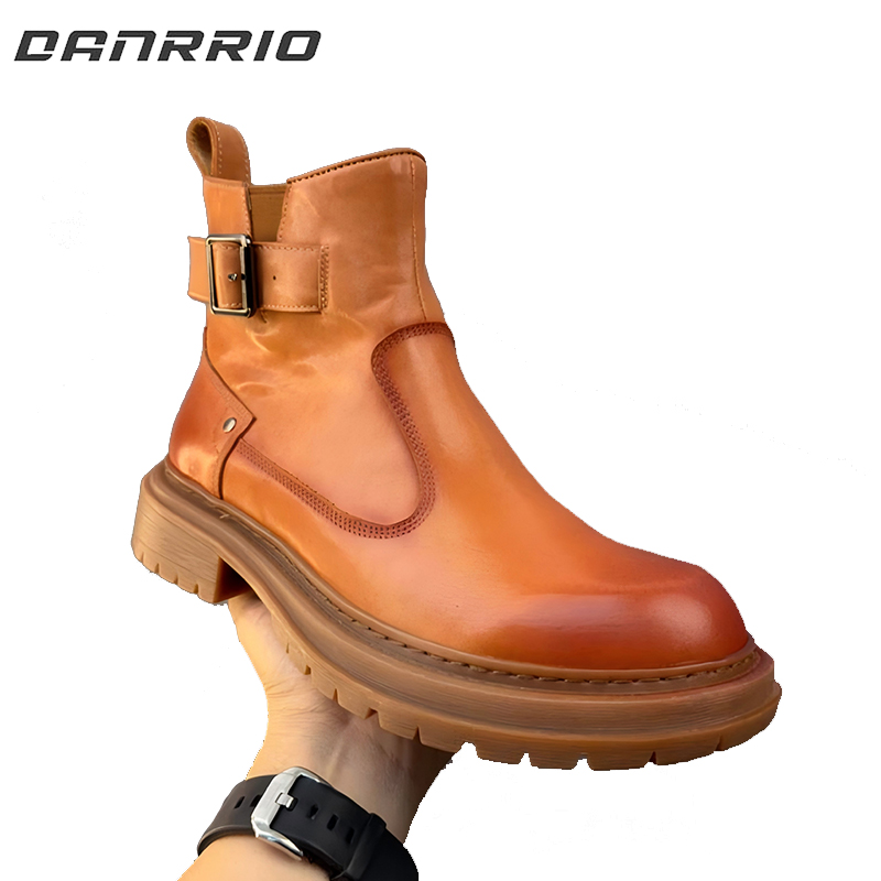 DANRRIO Vintage Chelsea Zipper Fashion Casual Leather Martin Handmade Leather Boots DANRRIO.COM DANRRIO
