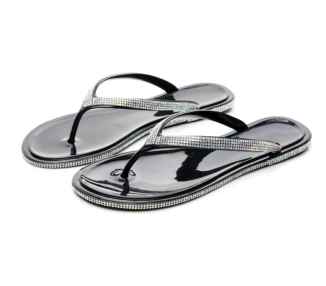 Jelly Shoes Woman Summer Flip Flops Crystal Slippers Flat Sandals Beach Outdoor Casual Slippers Female Non-slip Flip Flops
