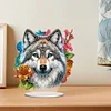 (US Local)DIY Double Sided Effect Special Shaped Flower Wolf DIY Double Sided Effect Diamond Painting Desktop Decorations Kit
