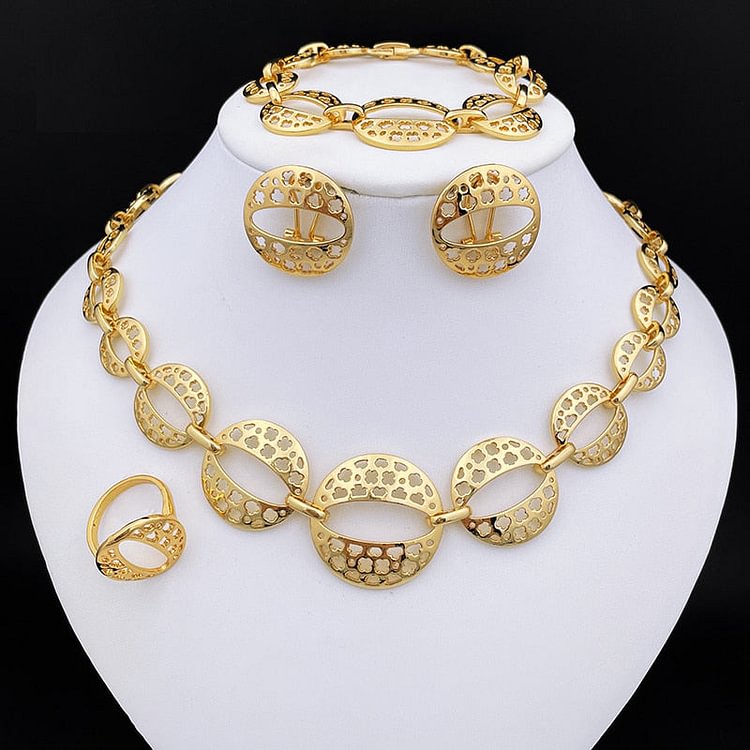 Fashion Jewelry Sets Italian Gold Plated Jewelry Set Necklace And Earrings For Women