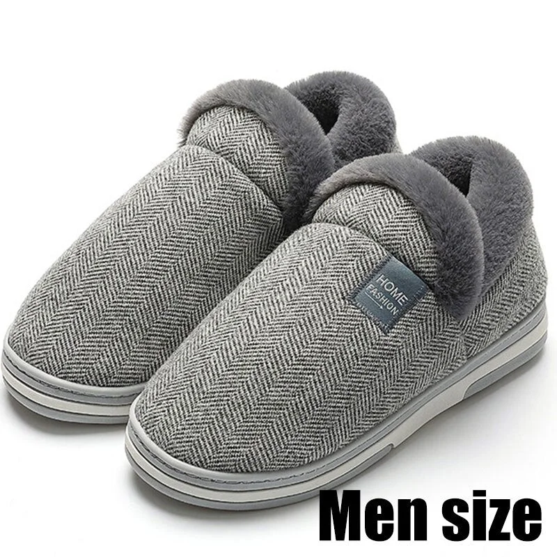 Home Slippers for Men Slip On Comfortable Winter Slippers Men Soft Indoor Shoes Solid Warm House Slippers Male High Quality