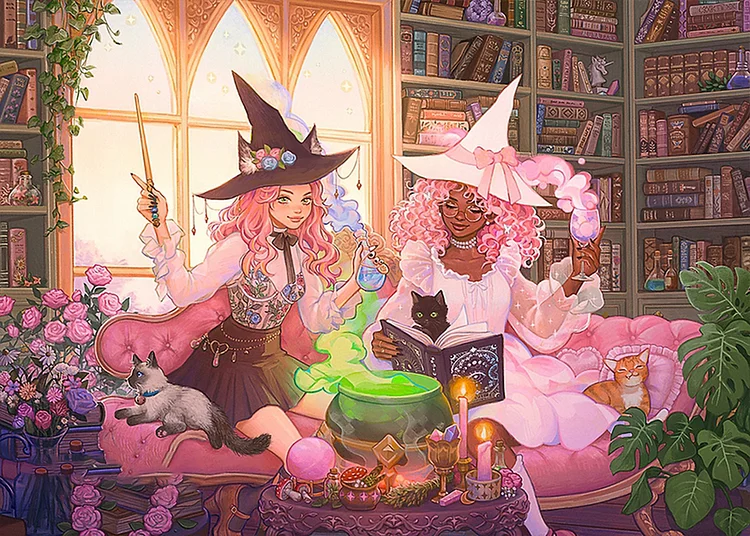 Magic Witch 50*40CM (Canvas) Full Round Drill Diamond Painting gbfke