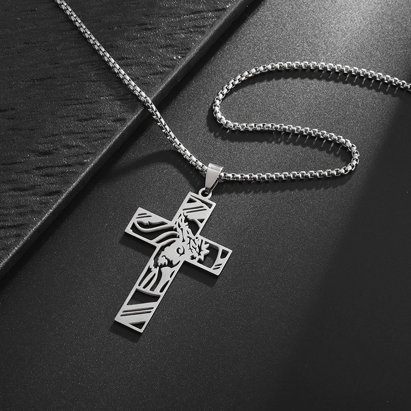 Hip-Hop Retro Roman Style Geometric Cross Titanium Steel Plating Unisex Pendant Necklace