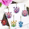 (US Local)6Pcs Acrylic Double Sided Cross Flower Diamond Painting Keychain for Bag Decor