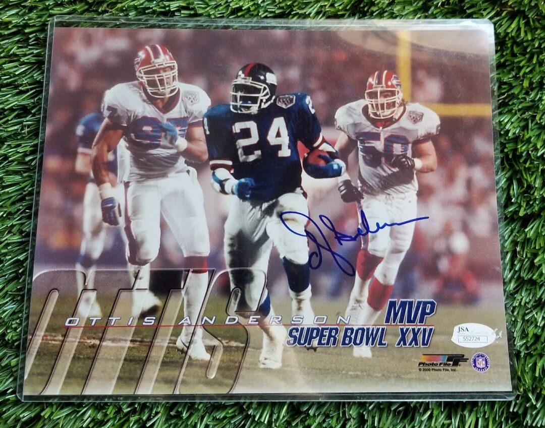 OTTIS ANDERSON SIGNED 8X10 SUPER BOWL MVP COLOR Photo Poster painting NY GIANTS JSA/COA S52724