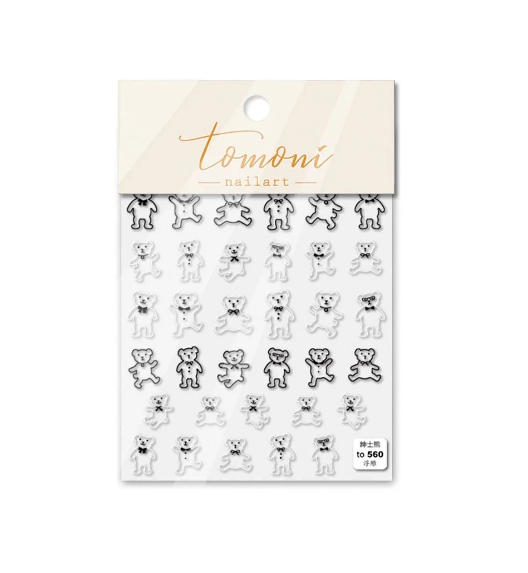 Beautizon Teddy bear High Quality 3D Engraved Nail Stickers Nail Art Decorations Nail Decals Design