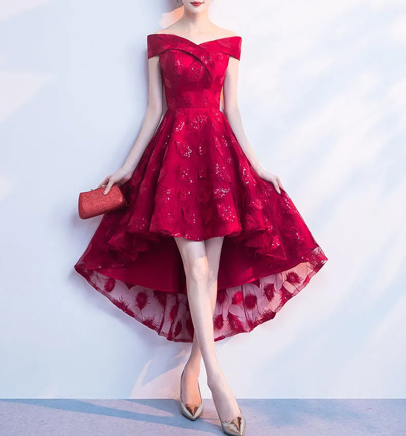 High Low Off the Shoulder Tiered Formal Dresses main image 1