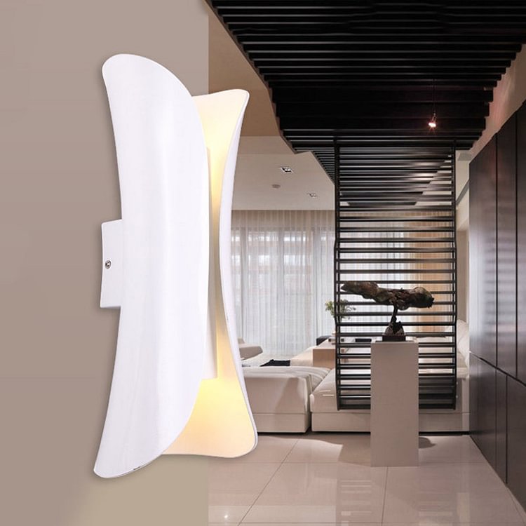 Metallic Black/White Wall Lamp Curved 2-Light Modernist Sconce Light Fixture, 13"/21"/30" H