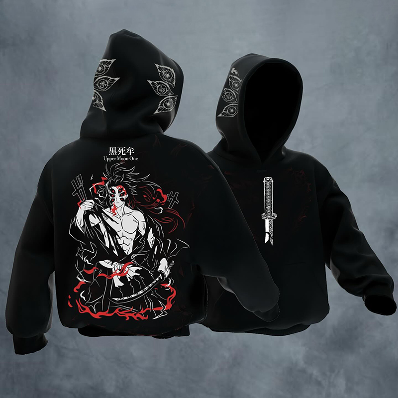 Men's Loose Casual Anime Print Hooded Sweatshirt