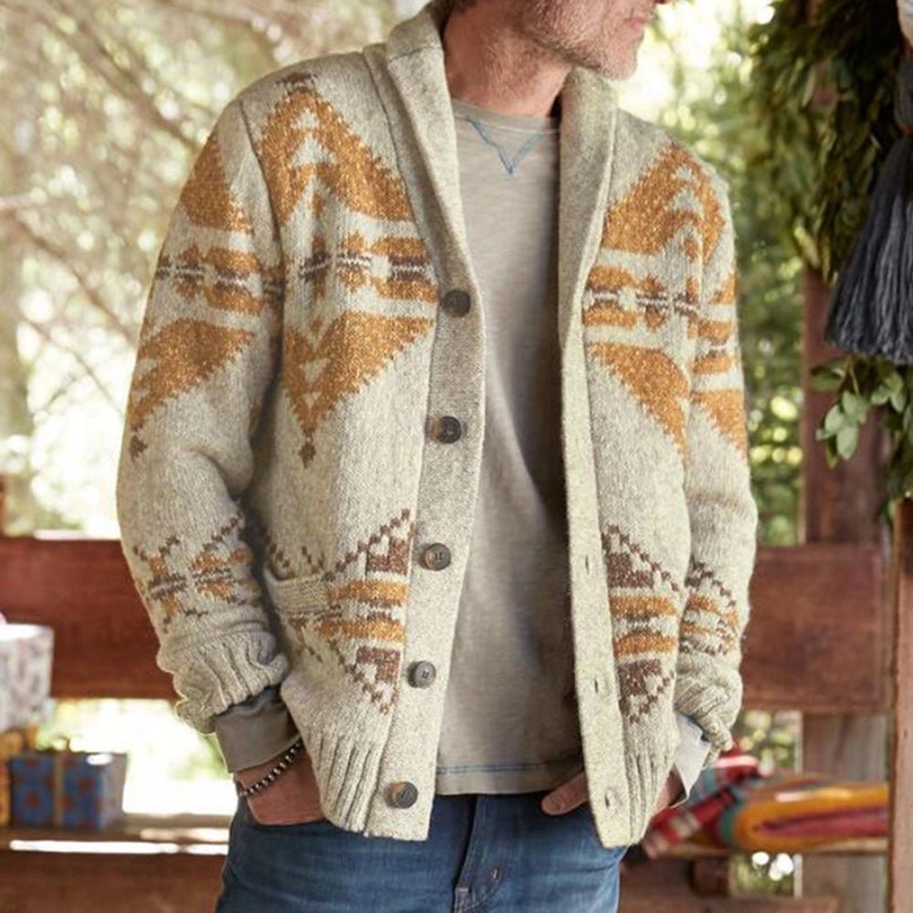 Jacquard Long Sleeve Knitted Sweater | EGEMISS