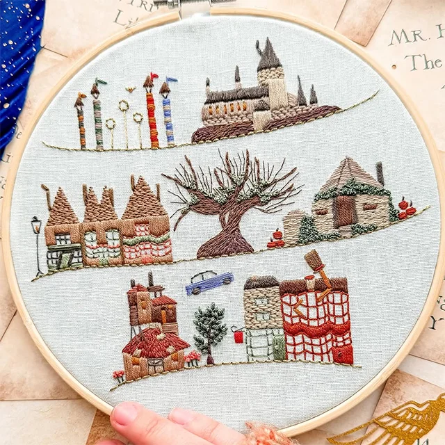 Enchanted Village Embroidery Kit - With Instructions