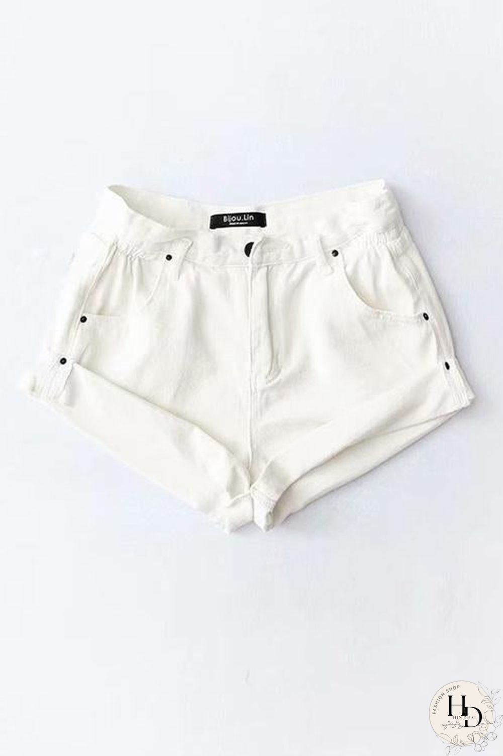 Hemming High Waist Denim Shorts