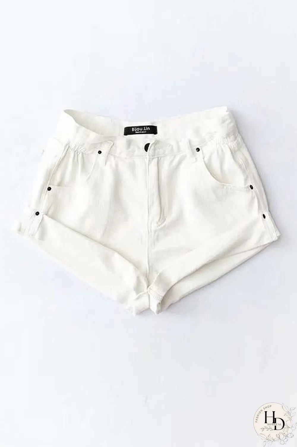 Hemming High Waist Denim Shorts