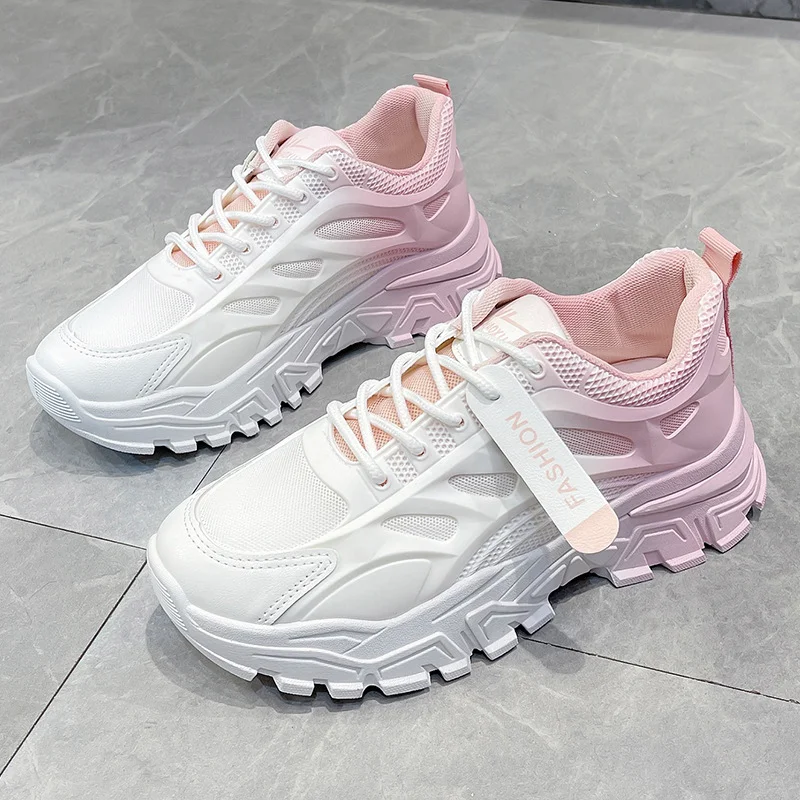 Churchf Churchf Dad Shoes Female 2024 New Mesh Breathable Platform Women's Flat Casual Sneakers Running Shoes