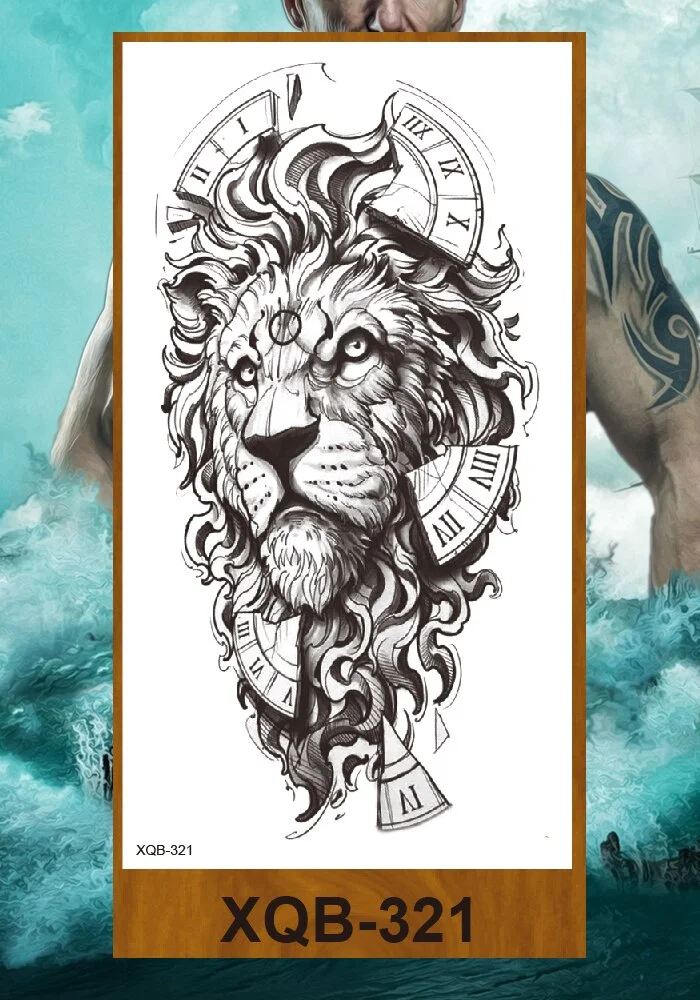 Temporary Tattoo Stickers Snake Bear Owl Fox Mermaid Tiger Wolf Lion King Men Women Girl Arm Body Chest Fake Body Leg Art Tatoo